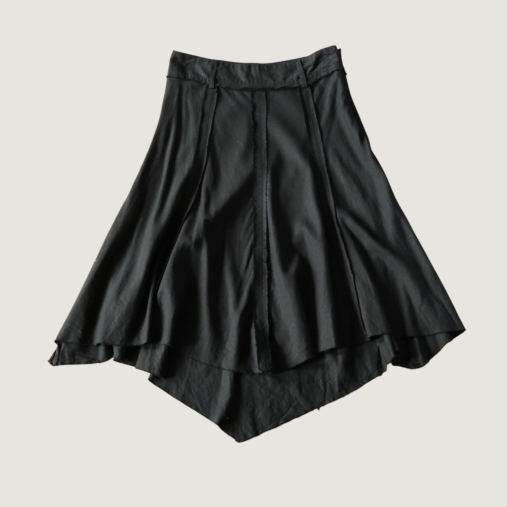 Guess Jeans Skirt Black Handkerchief Hem Raw Edge Linen Blend Goth Grunge 24